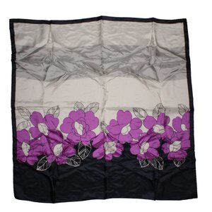 Colorful Polyester 35" X 35" Square Scarf Purple Floral Geometric Designer Luxe